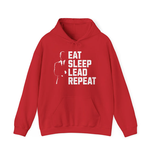 Leadership-Themed (Male) Hoodie - 'Eat, Sleep, Lead, Repeat' Design - Available in Multiple Colors"
