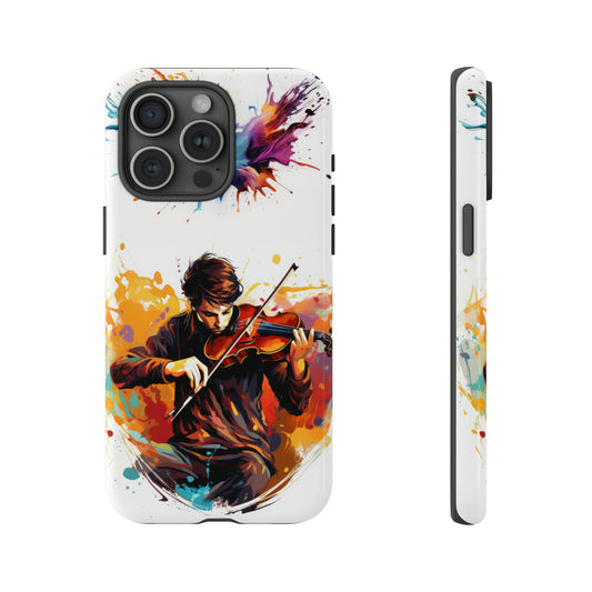 Artistic Watercolor Violinist Cases for iPhone 15, 14, 13, 12, 11, X, XR, 8 - Pro, Max, Plus Variants for Ultimate iPhone Protection