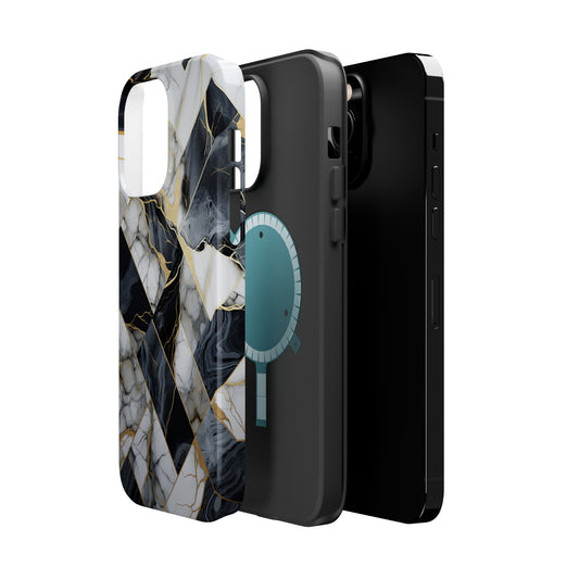 MagSafe Marble Case for iPhone 13/14 - Dual Layer, MagSafe-Compatible, Elegant Design