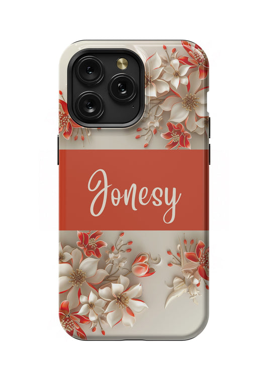 Personalized Floral MagSafe iPhone Case - Custom Name, Eco-Friendly, Scratch-Resistant for iPhone 13/14/15