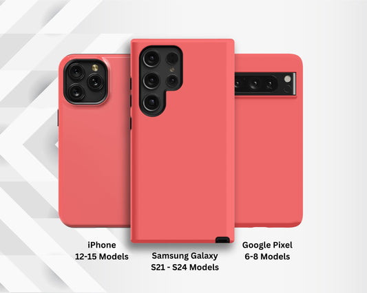 Coral Red Aesthetic Phone Case for iPhone 12 13 14 15 (MagSafe) & Samsung S21 S22 S23 S24 Google Pixel 6 7 8 - Typically Ships in 1-3 Days