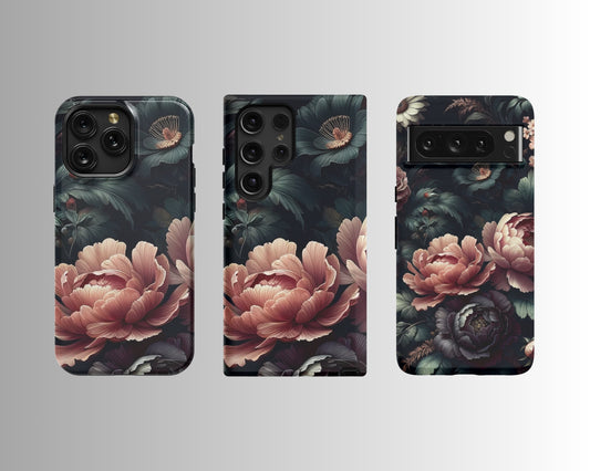 Elegant Dark Floral iPhone 14/15 MagSafe Samsung S23/S24 Google Pixel 7/8 Design Typically 2-3 Days to Ship