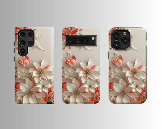 3D Floral Elegance Phone Case - iPhone 12 13 14 15 (MagSafe) & Samsung 21 22 23 24 Google Pixel 6 7 8 Typically Ships in 1-3 Days