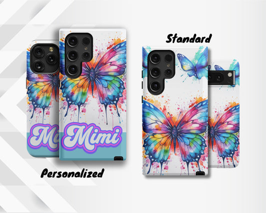 Personalizable Watercolor Butterfly Phone Case - iPhone 12 13 14 15 (MagSafe) Samsung S21 S22 S23 S24 Google Pixel 6 7 8 - Ships 1-3 Days